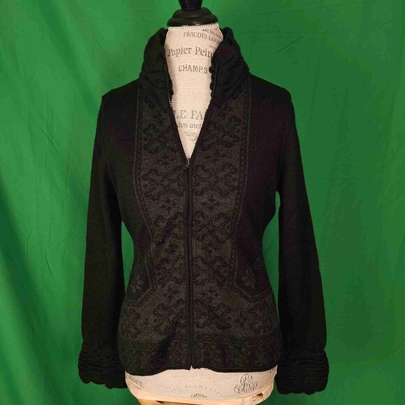 Simply Natural Womens Black Karita Reversible Wonder Alpaca Full Zip Sweater Sml - Picture 1 of 6